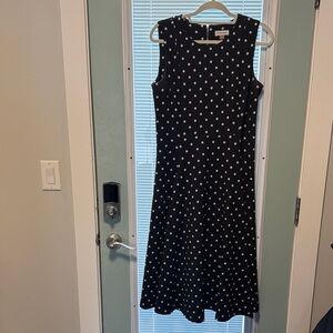 Calvin Klein Black Midi Dress with White Polka Dots